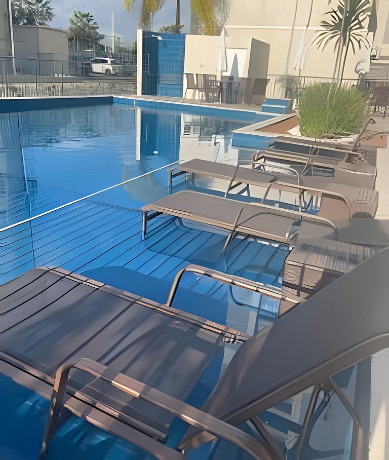 (208)Apt de luxo com varanda 2 quartos 1km do Mar