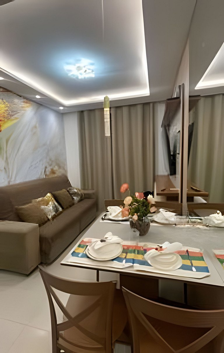 2 Qtos Lindo Apto| Praia +Lazer Completo+ Wi-Fi