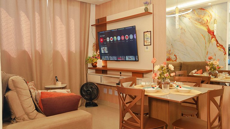 2 Qtos Lindo Apto| Praia +Lazer Completo+ Wi-Fi